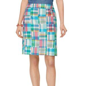Talbots Nautical Cotton Patchwork A-line Side Zip Lined Lightweight Skirt Sz 8P